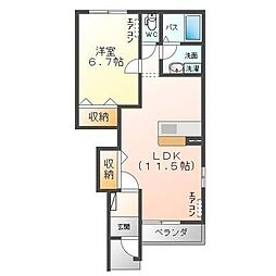 Credo御茶園 1LDKの間取図画像