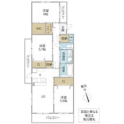 SYマンション 3LDKの間取図画像