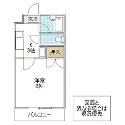 メディアフラット 1Kの間取図画像