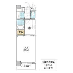 プレスト水戸中央 1Kの間取図画像