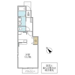 ローレルパークA ワンルームの間取図画像