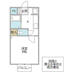 コズミック松が丘 1Kの間取図画像