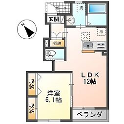 メゾンソレイユ(Maison Soleil) 1LDKの間取図画像