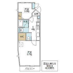 フォーライフヴィラ白帆2 2Kの間取図画像