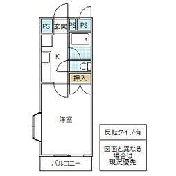 フォーライフウエスト 1Kの間取図画像