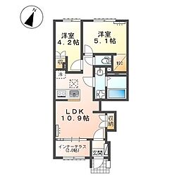 仮)水戸市酒門町新築アパート 2LDKの間取図画像