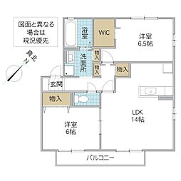 サイプレスB 2LDKの間取図画像