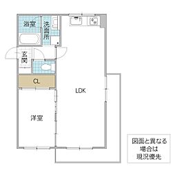 シャトー自由ケ丘 1LDKの間取図画像