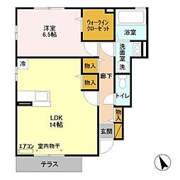 メイプルヒルH 1LDKの間取図画像