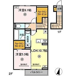 グランツィーモ 2LDKの間取図画像