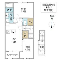 仮)水戸市堀町新築アパート 1LDKの間取図画像