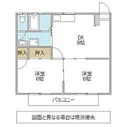 フォレストハイム 2DKの間取図画像