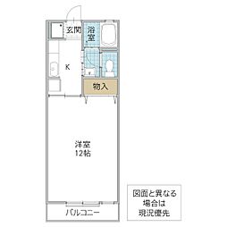 ルビーハイツ2 1Kの間取図画像