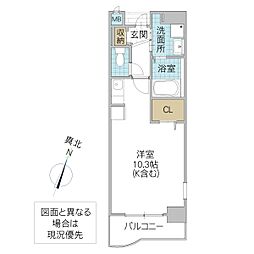 コートライブリーN2 ワンルームの間取図画像