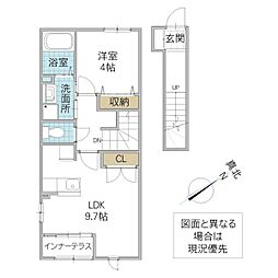 スカイハイム 1LDKの間取図画像