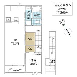 レーガベーネ堀口B 1LDKの間取図画像