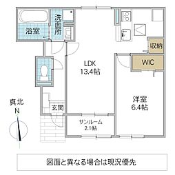 グランドパレス高樹 1LDKの間取図画像