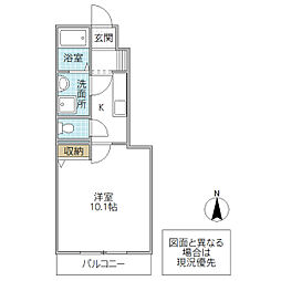メープルタウンA 1Kの間取図画像