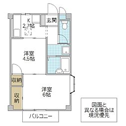 セントラルシティ2 1DKの間取図画像