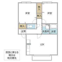 パームガーデンC 2LDKの間取図画像