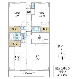 パークヒルズマルキ2 3LDKの間取図画像