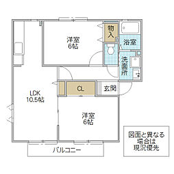 ハーモニープラザ見和C 2LDKの間取図画像