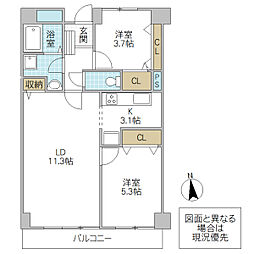 グレイスヒルズマンション 2LDKの間取図画像