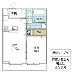 クロシェット赤塚 1LDKの間取図画像