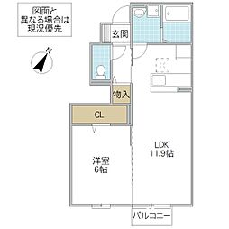 グランドソレーユ 1LDKの間取図画像