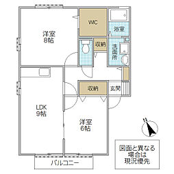 名木内コートC 2LDKの間取図画像
