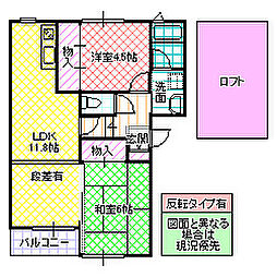 K-ZONE1 2LDKの間取図画像