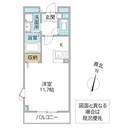 O'sフトゥーロ ワンルームの間取図画像