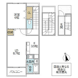 ユーアンドミーレジデンス元吉田 1LDKの間取図画像