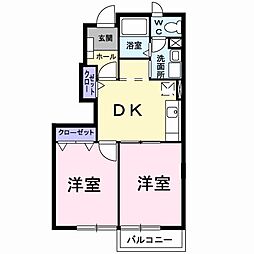 ボニートカーサB 2DKの間取図画像