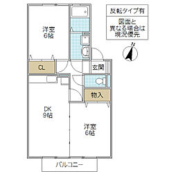 ロイヤルパークヒメコE 2DKの間取図画像