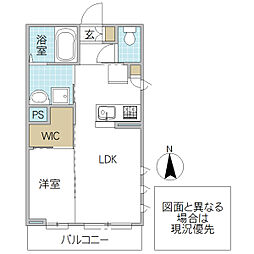 プレスタンテ駅南 1LDKの間取図画像