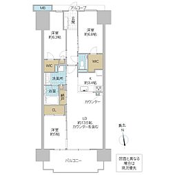 プラウド水戸桜川 3LDKの間取図画像
