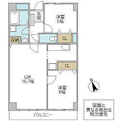 グレイスヒルズマンション 2LDKの間取図画像