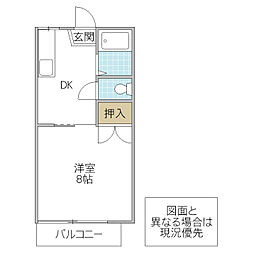 メゾンリビエールA 1DKの間取図画像
