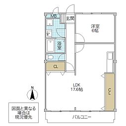 レストウエスト 1LDKの間取図画像