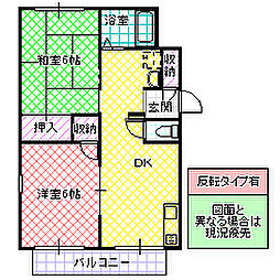 パナハイツ斎藤B 2DKの間取図画像