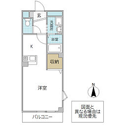 O'sフトゥーロ ワンルームの間取図画像