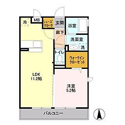 パークドプランタンC 1LDKの間取図画像