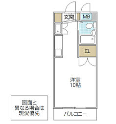 インペリアル水戸 ワンルームの間取図画像