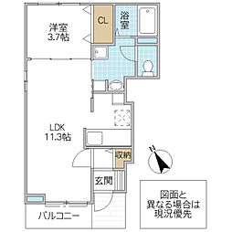 サンハイムB 1LDKの間取図画像
