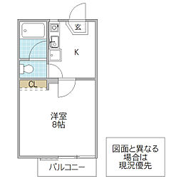 CASAQUATRO 1Kの間取図画像