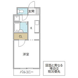 グレイスコート 1Kの間取図画像