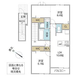 ニューライズOTSUNA B 2LDKの間取図画像