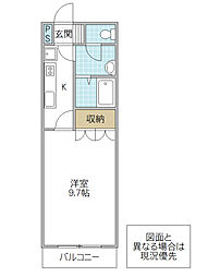 ブランヴェール 1Kの間取図画像