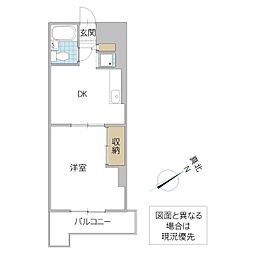 レスカールマンション 1DKの間取図画像
